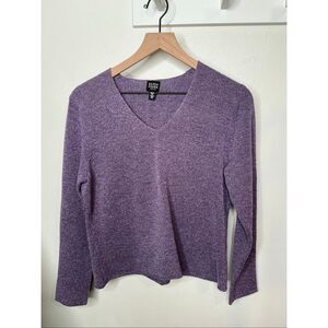 Eileen Fisher Merino Wool V Neck Sweater | Purple in Petite Large